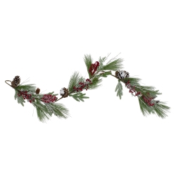 NORTHLIGHT 5.75' X 7" Berries And Pine Cones Frosted Artificial Christmas Garland - Unlit