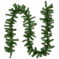 NORTHLIGHT 9' X 10" Pre-Lit Dorchester Pine Artificial Christmas Garland, Clear Lights