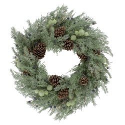 NORTHLIGHT Pinecones And Blueberries Artificial Christmas Wreath, 28-Inch, Unlit