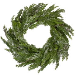 NORTHLIGHT 24" Iced Cedar Artificial Christmas Wreath - Unlit