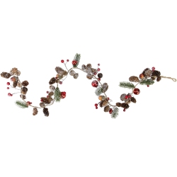 NORTHLIGHT 39.5" Pine Cones And Berries With Ornaments Christmas Twig Garland - Unlit