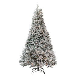 NORTHLIGHT 6.5' Pre-Lit Flocked Madison Pine Medium Artificial Christmas Tree, Clear Lights