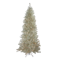 NORTHLIGHT 9' Pre-Lit Metallic Sheer Artificial Tinsel Christmas Tree - Clear Lights In Champagne