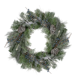 NORTHLIGHT Mixed Pine And Blueberries Artificial Christmas Wreath -24-Inch, Unlit