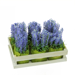 GALLERIE II Pack Of 6 Lavender Artificial Plants In Crate Spring Tabletop Decor 9.5