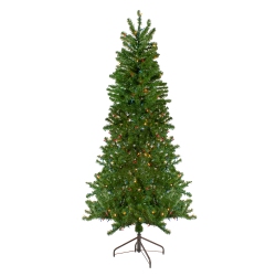 NORTHLIGHT 7.5' Pre-Lit Canadian Pine Slim Artificial Christmas Wall Tree - Multicolor Lights