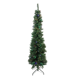 NORTHLIGHT 6' Pre-Lit Led Pencil Northern Balsam Fir Artificial Christmas Tree - Multi Lights