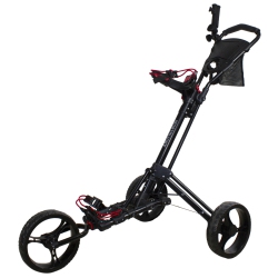 NORTHLIGHT 48" Easy Folding 3 Wheel Golf Bag Push Cart In Black