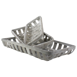 RAZ Set Of 3 Washed Rectangular Woven Baskets 32.75" In White