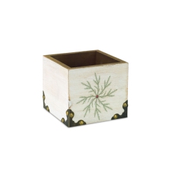 MELROSE 4.5" And White Distressed Snowflake Christmas Storage Box In Green
