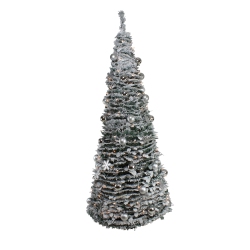 NORTHLIGHT 6' Pre-Lit Flocked Pre-Decorated Pop-Up Artificial Christmas Tree