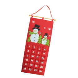 GALLERIE II 27.5" And White Decorative Felt Snowman Advent Calendar Hanging Christmas Decoration In Red