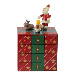 NORTHLIGHT 10.5" And Green Elegant Advent Storage Calendar Box In Red