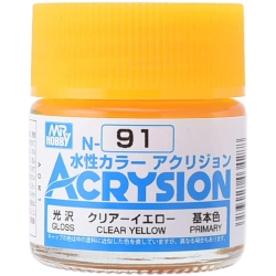 MR. HOBBY Acrysion Color - Clear (Gloss/primary) (N91) 10Ml Gloss Acrylic Paint In Yellow