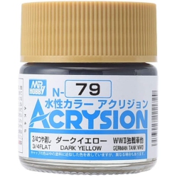 MR. HOBBY Acrysion Color - Dark (3/4 Flat/german Tank Wwii) (N79) 10Ml 75% Flat Acrylic Paint In Yellow