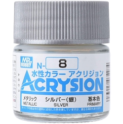 MR. HOBBY Acrysion Color - (Metallic/primary) (N8) 10Ml Metallic Acrylic Paint In Silver