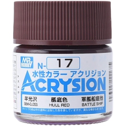 MR. HOBBY Acrysion Color - Hull (Semi-Gloss/battle Ship) (N17) 10Ml Semi-Gloss Acrylic Paint In Red