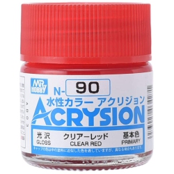 MR. HOBBY Acrysion Color - Clear (Gloss/primary) (N90) 10Ml Gloss Acrylic Paint In Red