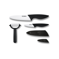 PETERSON HOUSEWARES Ceramic Knife Set, 5 Pieces (3", 6", Peeler + 2 Sheaths. Colorbox W/pvc Tray