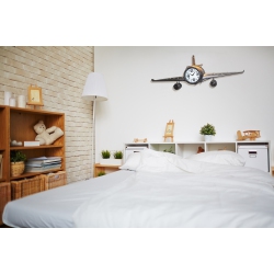 PETERSON ARTWARES Metal Medium Vintage Fighter Jet Wall Clock In Silver