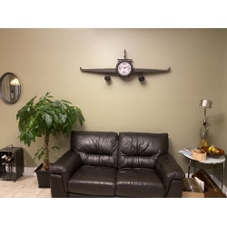 PETERSON ARTWARES Metal Medium Rusty Vintage Fighter Jet Wall Clock