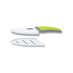 PETERSON HOUSEWARES Ceramic Knife: Green+Grey Soft Touch Handle; Ceramic Blade ... 6" Blade In White