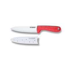 PETERSON HOUSEWARES Ceramic Knife: Soft Touch Handle; White Ceramic Blade ... 6" Blade In Red