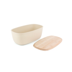 PETERSON HOUSEWARES Bamboo Fiber Large Bread Bin With Reversible Lid -White Bin