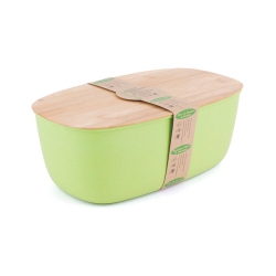 PETERSON HOUSEWARES Bamboo Fiber Large Bread Bin With Reversible Lid -Green Bin