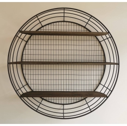 PETERSON ARTWARES Wall Rack - 3-Tier Rustic Round Iron Wall Shelf