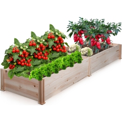 YARDLAB 96"x24"x10" Raised Garden Bed, Wooden Rectangle Elevated Planter Box With Divider for Vegetables Herbs Flowers