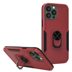 CSMART 【】 Shockproof Heavy Duty Magnetic Hard Armor Kickstand Case With Ring Holder for Iphone 13 Pro (6.1") In Red