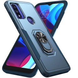 CSMART Dual Layers Heavy Duty Magnetic Hard Kickstand Case With Ring Holder for Motorola Moto G Pure 2021 / G Power 2022 / G Play 2023 In Navy