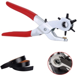 ISTAR Leather Hole Punch - Belt Hole Puncher With 6 Holes, Heavy Duty Revolving Punch Tool With 2-4.5MM Cut Sizes - 22Cm (9") Length