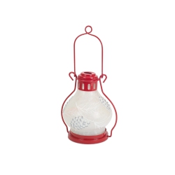 MELROSE 12" And White Battery Operated Led Lighted Pine Cone Lantern With Timer In Red