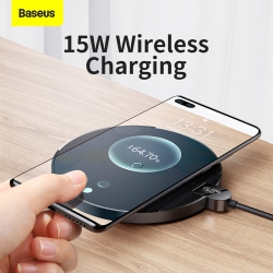 BASEUS 15W Fast Charging Digital Led Display Gen 2 Wireless Charger for New Iphone, Airpods Pro (Black)
