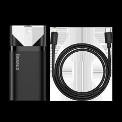 BASEUS Value Combo - Super Si Quick Charger 20W With Wisdom Data Cable Type-C to Ip 1M (Black)
