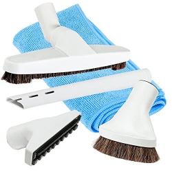 ULTRA CLEAN Central Vacuum Deluxe 4-Piece Cleaning Tool Set \w Hardwood Floor Brush, Dusting Brush, Crevice Tool, Upholstery Tool - Designed to Fit