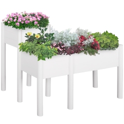 OUTSUNNY 46" X 34" X 33" Elevated Planter Box \w Legs, Diy Wooden Raised Garden Bed \w Non-Woven Liner, Freestanding Plant Stand for Vegetables