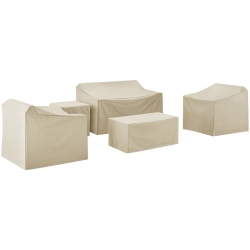 CROSLEY FURNITURE 5 Piece Patio Loveseat Cover Set In In Tan