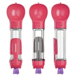 CC Topsave Multifunctional Pet Water Drinking Bottle Drink Cup Dish Bowl Dispenser for Outdoor Activities, 3In1 500Ml-Pink