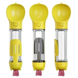 CC Topsave Multifunctional Pet Water Drinking Bottle Drink Cup Dish Bowl Dispenser for Outdoor Activities, 3In1 500Ml-Yellow