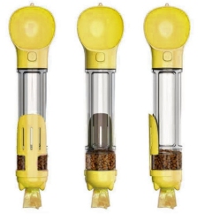 CC Topsave Multifunctional Pet Water Drinking Bottle Drink Cup Dish Bowl Dispenser for Outdoor Activities, 4In1 500Ml-Yellow