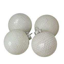 NORTHLIGHT 4Ct Sequined Shiny Christmas Ball Ornaments 2.75" (70Mm) In White