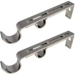 VERSAILLES 2 Pack Universal Brushed Nickel Double Metal Curtain Rod Brackets