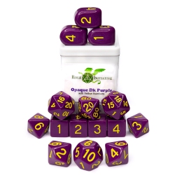 ROLE 4 INITIATIVE Set Of 15 Dice: Opaque Dark Purple/yellow With Arch'd4