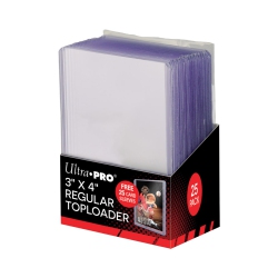 ULTRA PRO Standard Size Regular Thickness Toploader (3" X 4" ) 25 Plastic Toploaders With 25 Plastic Sleeves