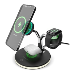 HYPERGEAR 26W Maxcharge 3-In-1 Wireless Charging Stand Compatible With Magsafe - In Black