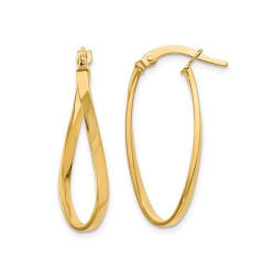 GEM AND HARMONY 10K Gold Polished Twisted Oval Hoop Earrings In Yellow