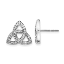 GEM AND HARMONY 2/5 Carat (Ctw) Diamond Celtic Knot Earrings In 14K Gold In White